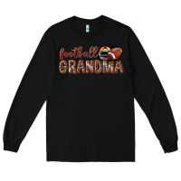 Black football grandma with leopard Long Sleeve Tee - texasbilliewilder