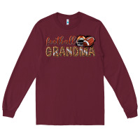 Burgundy football grandma with leopard Long Sleeve Tee - texasbilliewilder