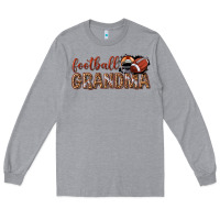 Heather Grey football grandma with leopard Long Sleeve Tee - texasbilliewilder