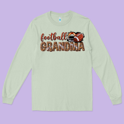 Long Sleeve Tee football grandma with leopard