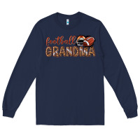 Navy football grandma with leopard Long Sleeve Tee - texasbilliewilder