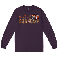 Plum football grandma with leopard Long Sleeve Tee - texasbilliewilder