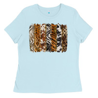 Baby Blue western animal patterns brushstoke Ladies Tee - BarkalooDesign