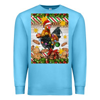 Ocean Blue Christmas rooster Premium Sweatshirt - Artiststas
