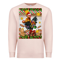Pale Pink Christmas rooster Premium Sweatshirt - Artiststas