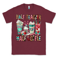 Burgundy half teacher half coffee Classic Tee - texasbilliewilder