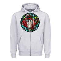 Heather Grey Christmas skull Zipper Hoodie - RanaPortraitStore