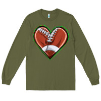 Army Green football heart Long Sleeve Tee - texasbilliewilder