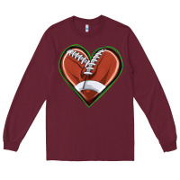 Burgundy football heart Long Sleeve Tee - texasbilliewilder