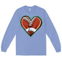 Colony Blue football heart Long Sleeve Tee - texasbilliewilder