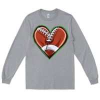 Heather Grey football heart Long Sleeve Tee - texasbilliewilder