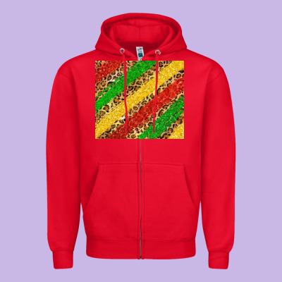 African Colors Leopard Zipper Hoodie Designed By Zillion Design Studio