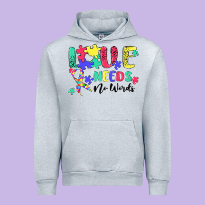 Love Needs No Words Autism Urban Hoodie Designed By Maliassmallbusiness