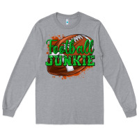 Heather Grey football junkie Long Sleeve Tee - texasbilliewilder