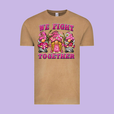 We Fight Together Breast Cancer Gnome Vintage Tee Designed By Barkaloodesign