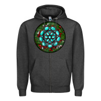 Charcoal Heather Christmas Round Turquoise Gemstone Zipper Hoodie - RanaPortraitStore