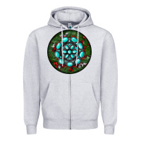 Heather Grey Christmas Round Turquoise Gemstone Zipper Hoodie - RanaPortraitStore