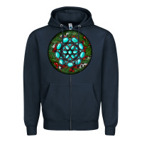 Navy Christmas Round Turquoise Gemstone Zipper Hoodie - RanaPortraitStore