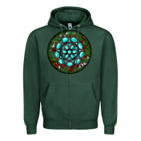 Sports Green Christmas Round Turquoise Gemstone Zipper Hoodie - RanaPortraitStore