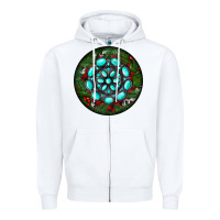 White Christmas Round Turquoise Gemstone Zipper Hoodie - RanaPortraitStore