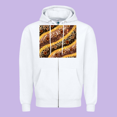 Melanin Leopard Glitter Zipper Hoodie Designed By Zillion Design Studio
