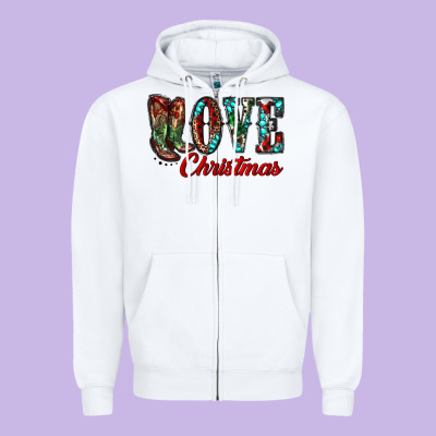 Christmas Love Boots Zipper Hoodie Designed By Ranaportraitstore