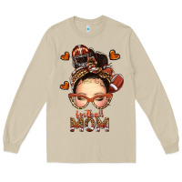 Mushroom football messy bun mom Long Sleeve Tee - texasbilliewilder