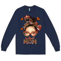 Navy football messy bun mom Long Sleeve Tee - texasbilliewilder