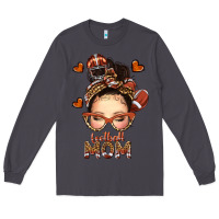 Smoke football messy bun mom Long Sleeve Tee - texasbilliewilder