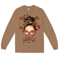 Toasted Coconut football messy bun mom Long Sleeve Tee - texasbilliewilder