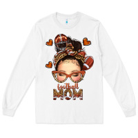 White football messy bun mom Long Sleeve Tee - texasbilliewilder