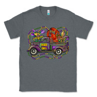 Charcoal Heather mardi gras truck with mask fleur de lis and crawfish Classic Tee - RanaPortraitStore