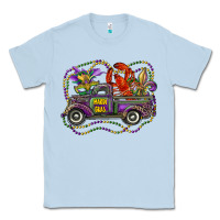 Dusty Blue mardi gras truck with mask fleur de lis and crawfish Classic Tee - RanaPortraitStore