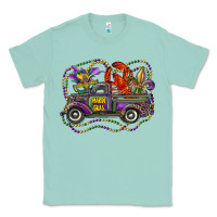 Seafoam mardi gras truck with mask fleur de lis and crawfish Classic Tee - RanaPortraitStore