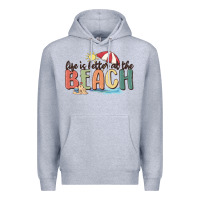 Heather Grey life is better at the beach Premium Hoodie - MaliasSmallBusiness