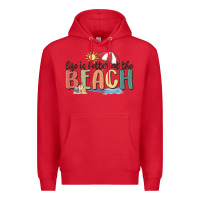 Red life is better at the beach Premium Hoodie - MaliasSmallBusiness