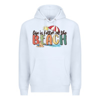 White life is better at the beach Premium Hoodie - MaliasSmallBusiness