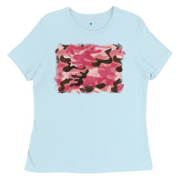 Baby Blue pink camouflage background Ladies Tee - BarkalooDesign
