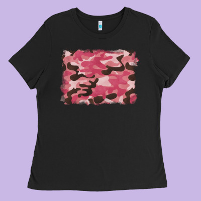 Pink Camouflage Background Ladies Tee Designed By Barkaloodesign