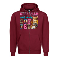Burgundy keep calm and make coffee Zipper Hoodie - Zillion Design Studio