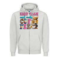 Dove Grey keep calm and make coffee Zipper Hoodie - Zillion Design Studio