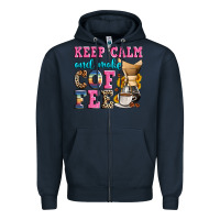 Navy keep calm and make coffee Zipper Hoodie - Zillion Design Studio