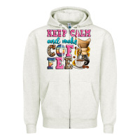 Oatmeal Heather keep calm and make coffee Zipper Hoodie - Zillion Design Studio