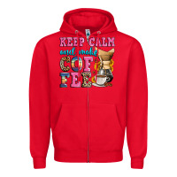 Red keep calm and make coffee Zipper Hoodie - Zillion Design Studio