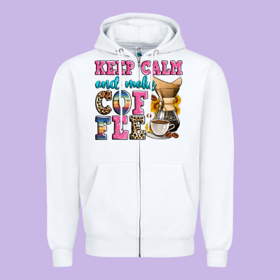 Keep Calm And Make Coffee Zipper Hoodie Designed By Zillion Design Studio