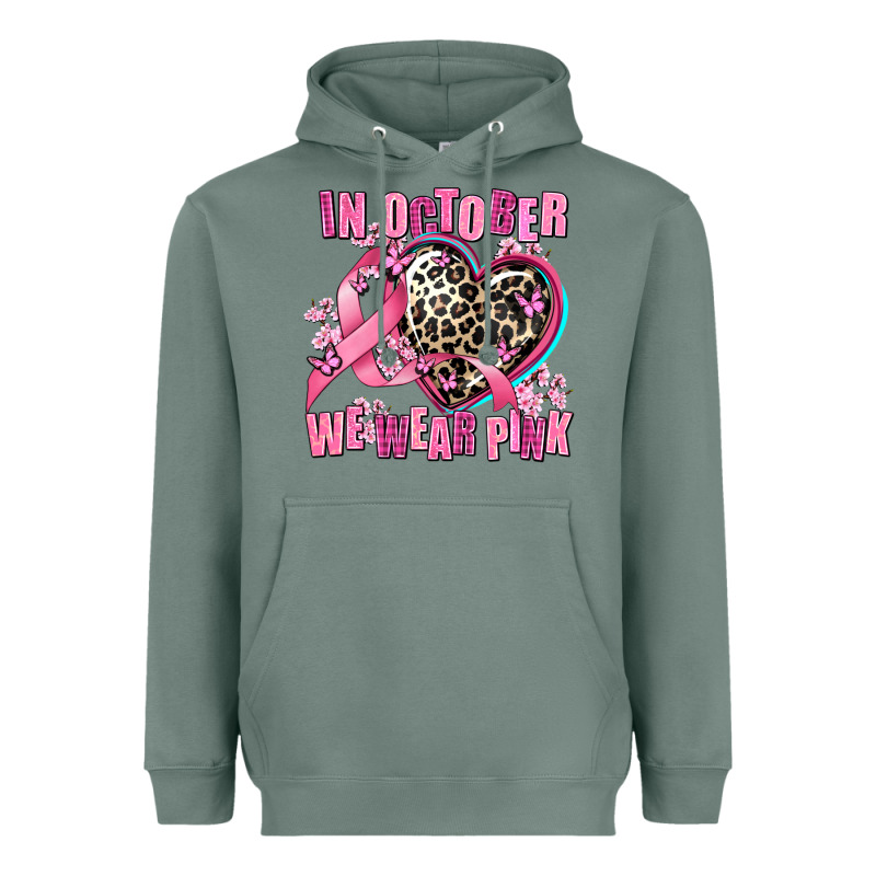 Western Leopard  In October We Wear Pink Heart Heavyweight Hoodie by AdoDesignShop | Teevron