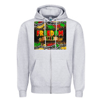 Heather Grey juneteenth freedom 1865 Zipper Hoodie - Zillion Design Studio