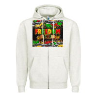 Oatmeal Heather juneteenth freedom 1865 Zipper Hoodie - Zillion Design Studio