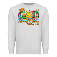 Dove Grey with god all things are possible summer Premium Sweatshirt - AdoDesignShop
