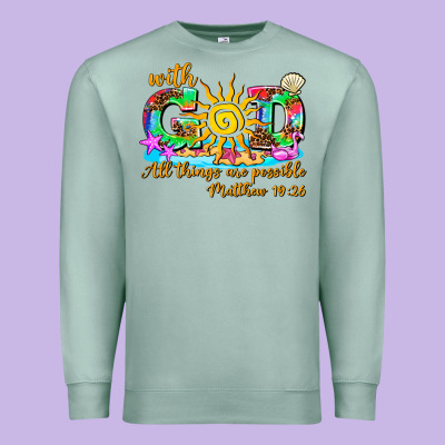 With God All Things Are Possible Summer Premium Sweatshirt Designed By Adodesignshop